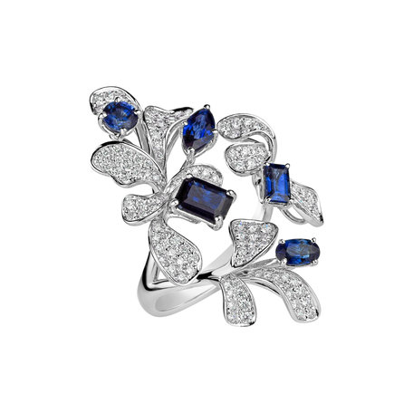 Diamond ring with Sapphire Czarina Bloom