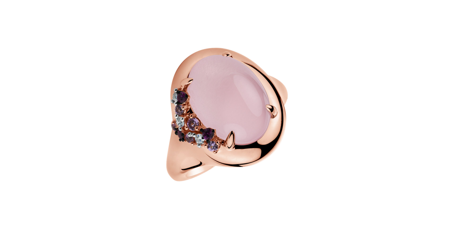 Diamond ring with Rose Quartz and Sapphire Angel Opera