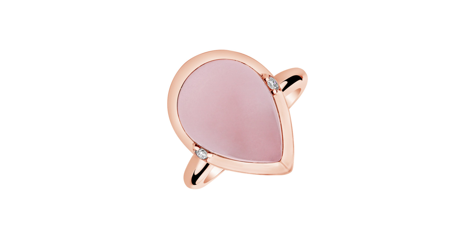 Diamond ring with Rose Quartz Princess Tear