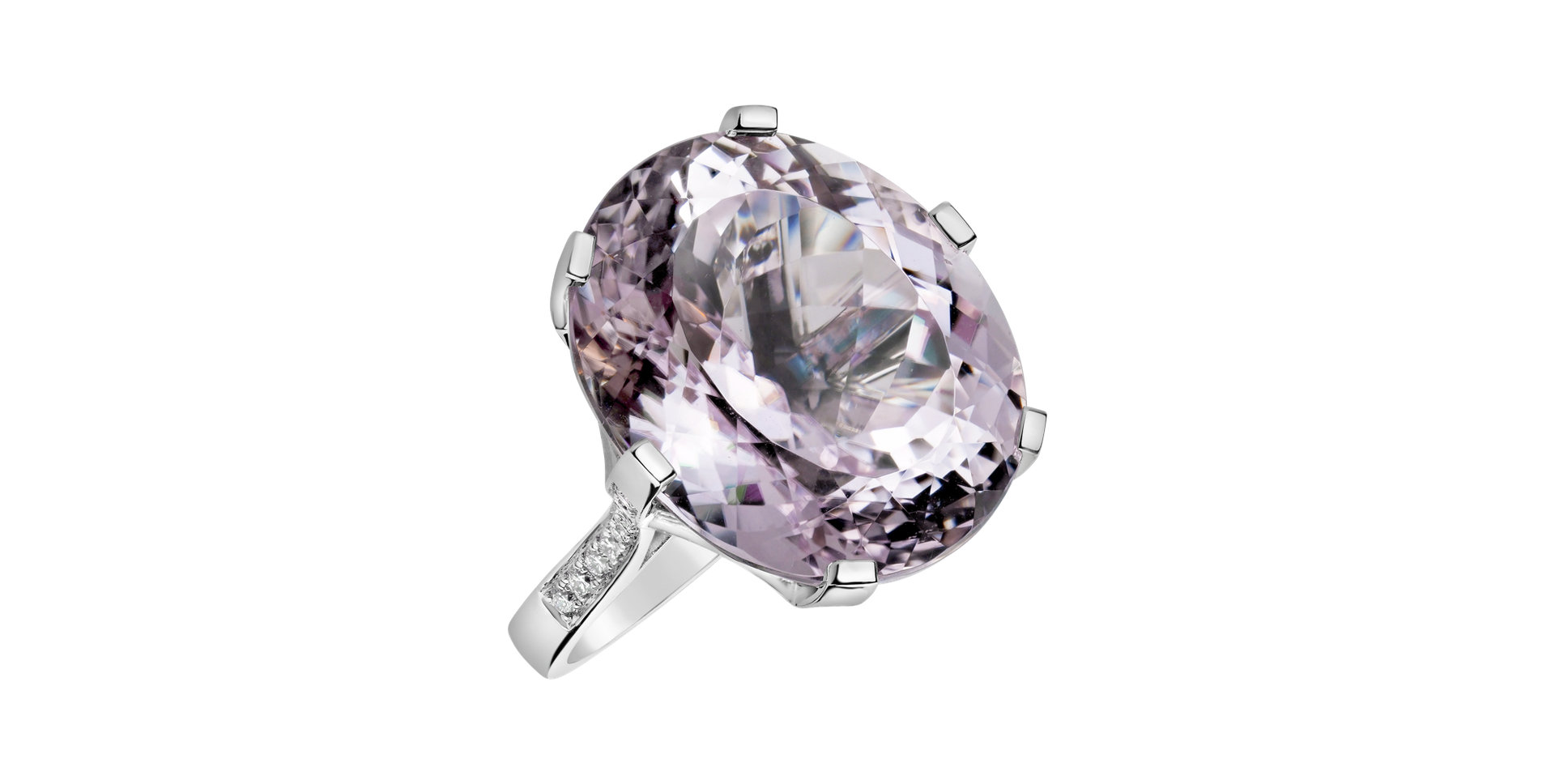 Diamond ring with Kunzite Fairytale Seraph