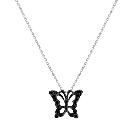 Pendant with black diamonds Butterfly Gem