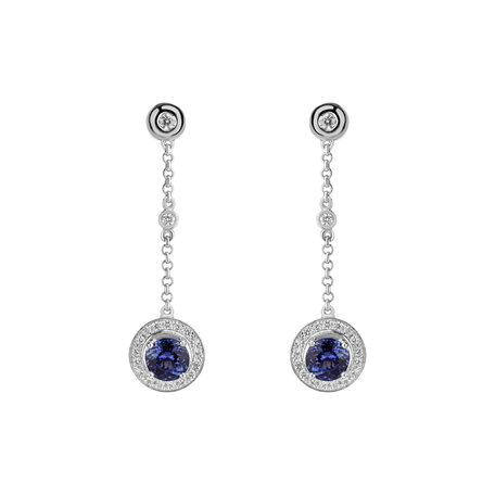 Diamond earrings with Tanzanite Space Opera