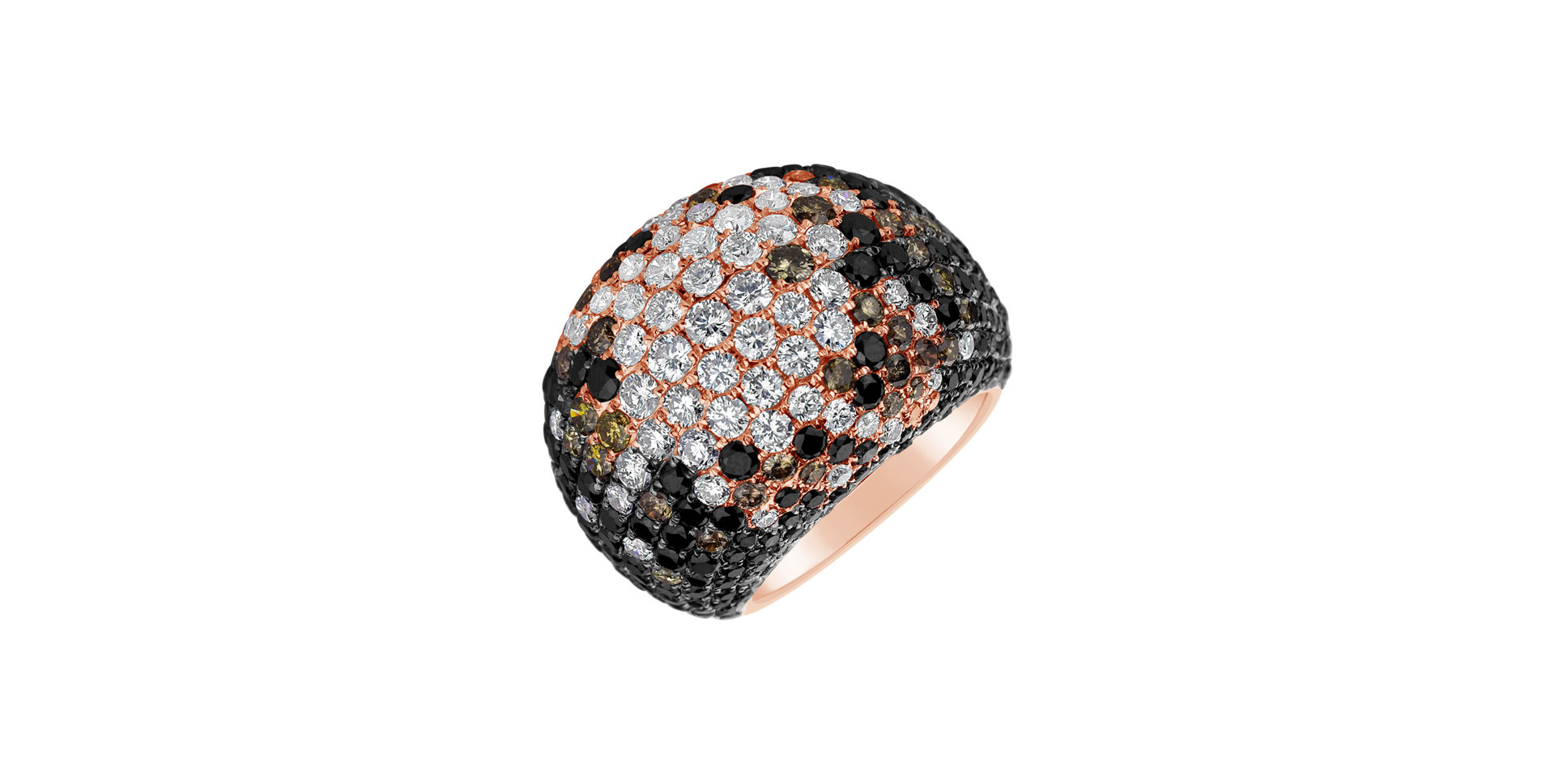 Ring with white, brown and black diamonds Deluxe Mark