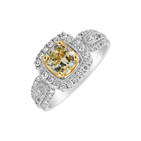 Ring with yellow and white diamonds Solar Treasure