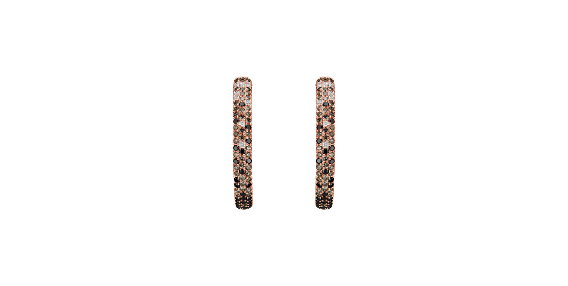 Earrings with white, brown and black diamonds Eclipse