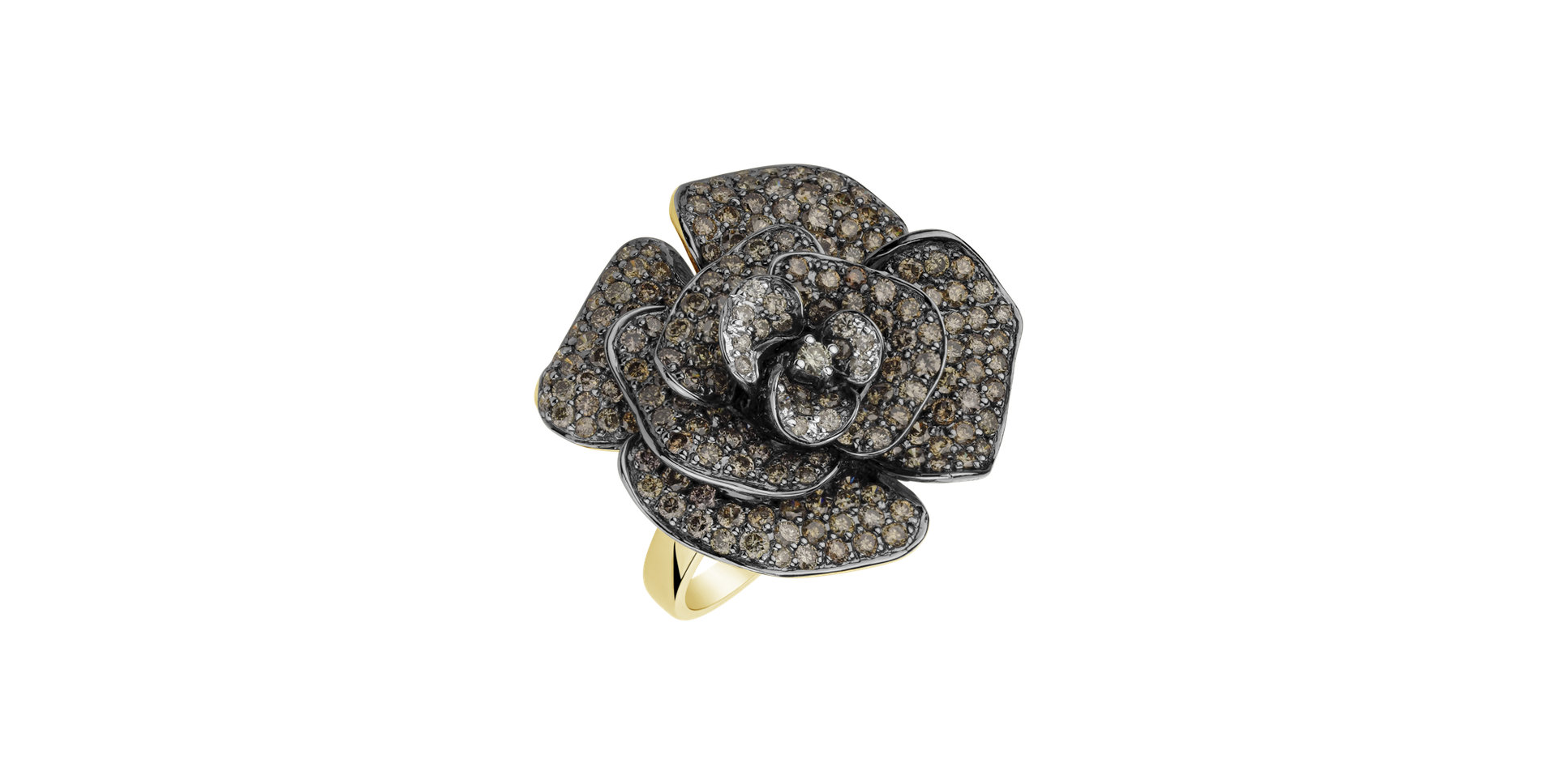 Ring with brown and white diamonds Flower Highness