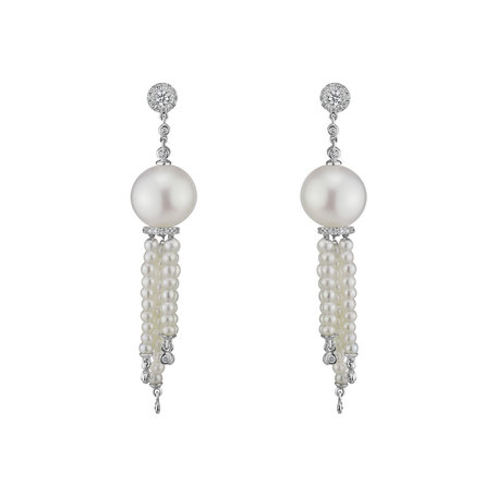 Diamond earrings with Pearl Illuminated Sea