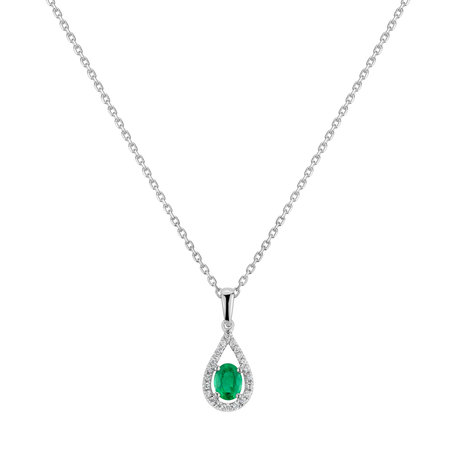 Diamond pendant with Emerald Tear of Green