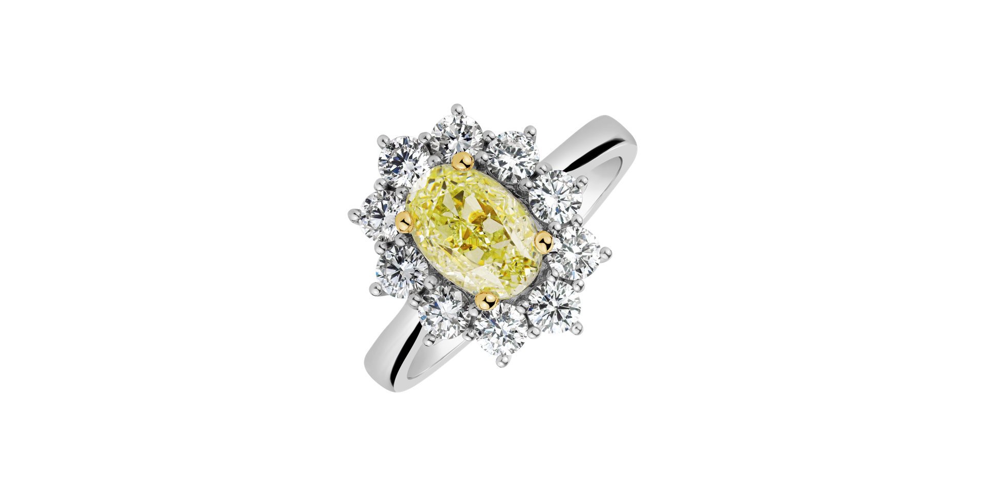 Ring with yellow and white diamonds Argelia