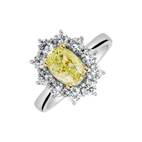 Ring with yellow and white diamonds Argelia