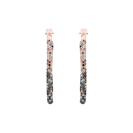 Earrings with white, brown and black diamonds Moonlight Rain