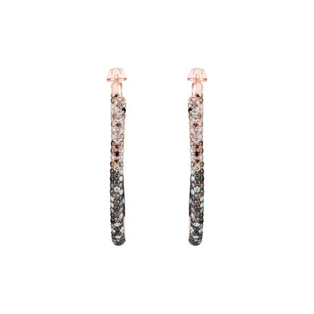 Earrings with white, brown and black diamonds Moonlight Rain