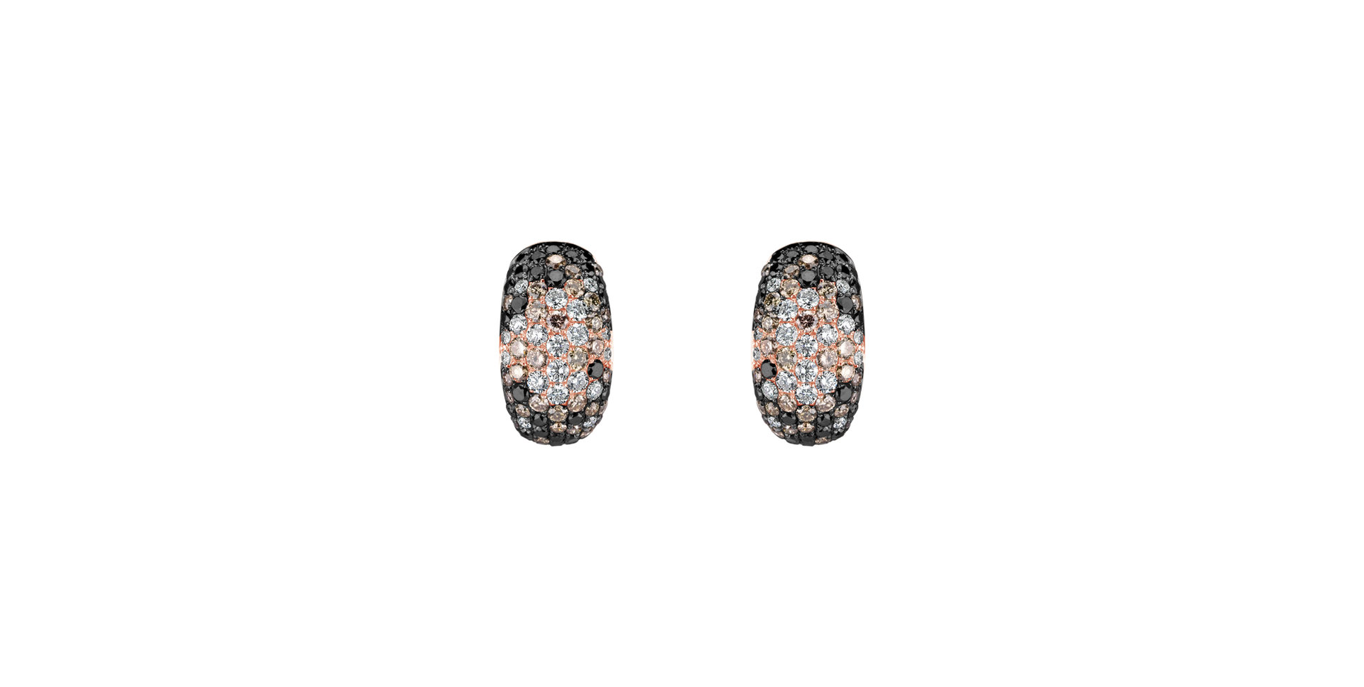 Earrings with white, brown and black diamonds Inferno Diamonds