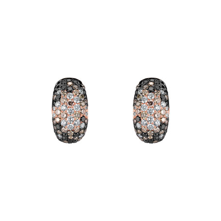 Earrings with white, brown and black diamonds Inferno Diamonds
