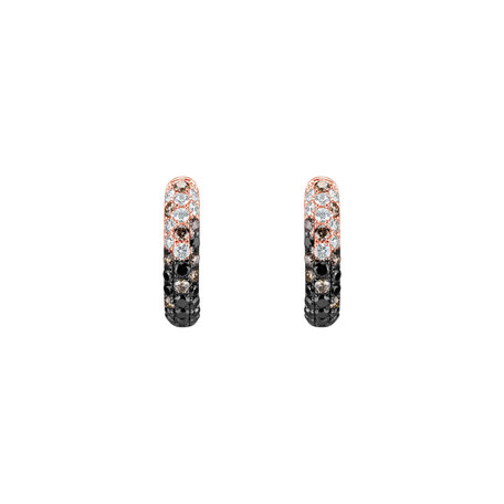 Earrings with white, brown and black diamonds Inferno Dream