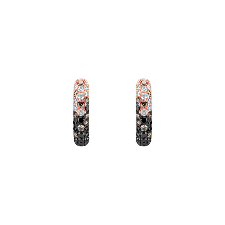 Earrings with white, brown and black diamonds Inferno Dream