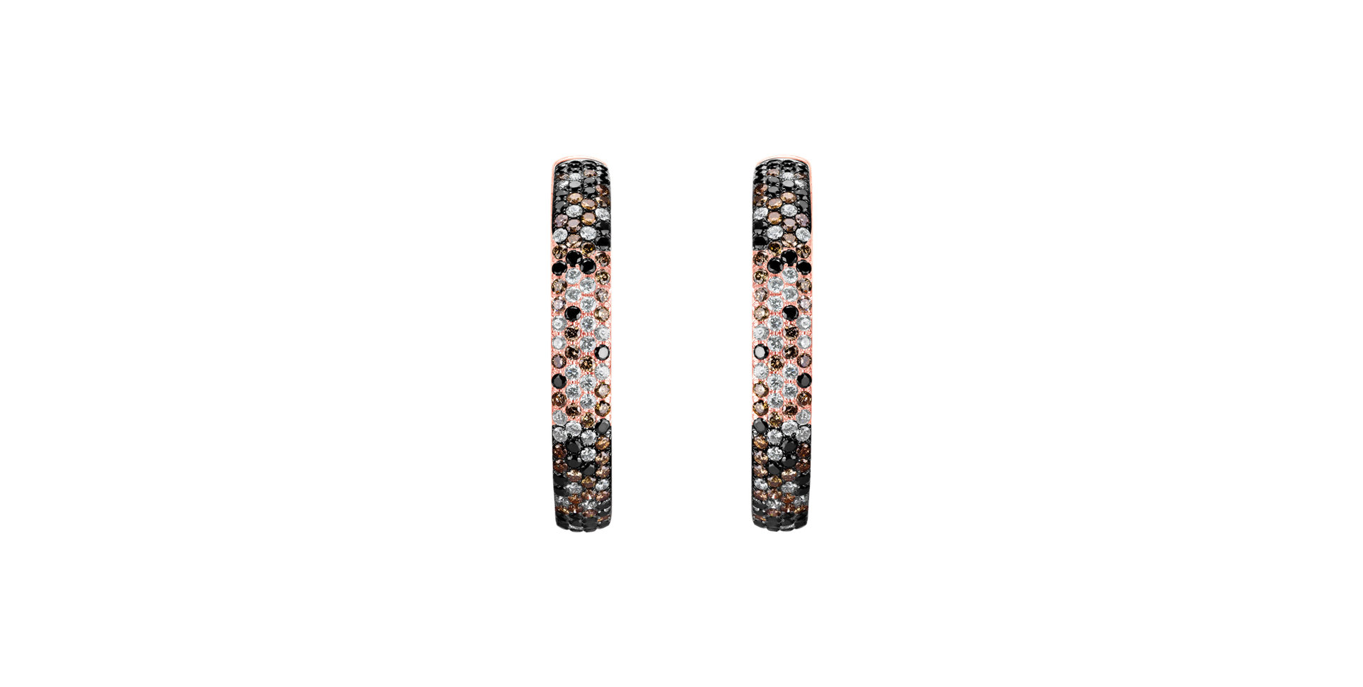 Earrings with white, brown and black diamonds Inferno Passion