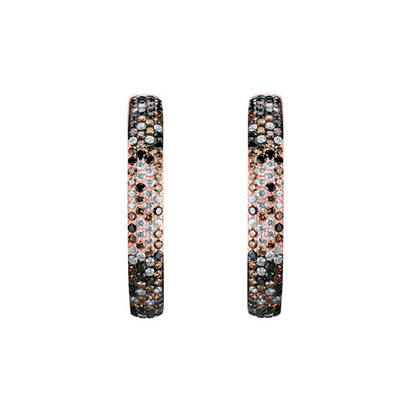 Earrings with white, brown and black diamonds Inferno Passion