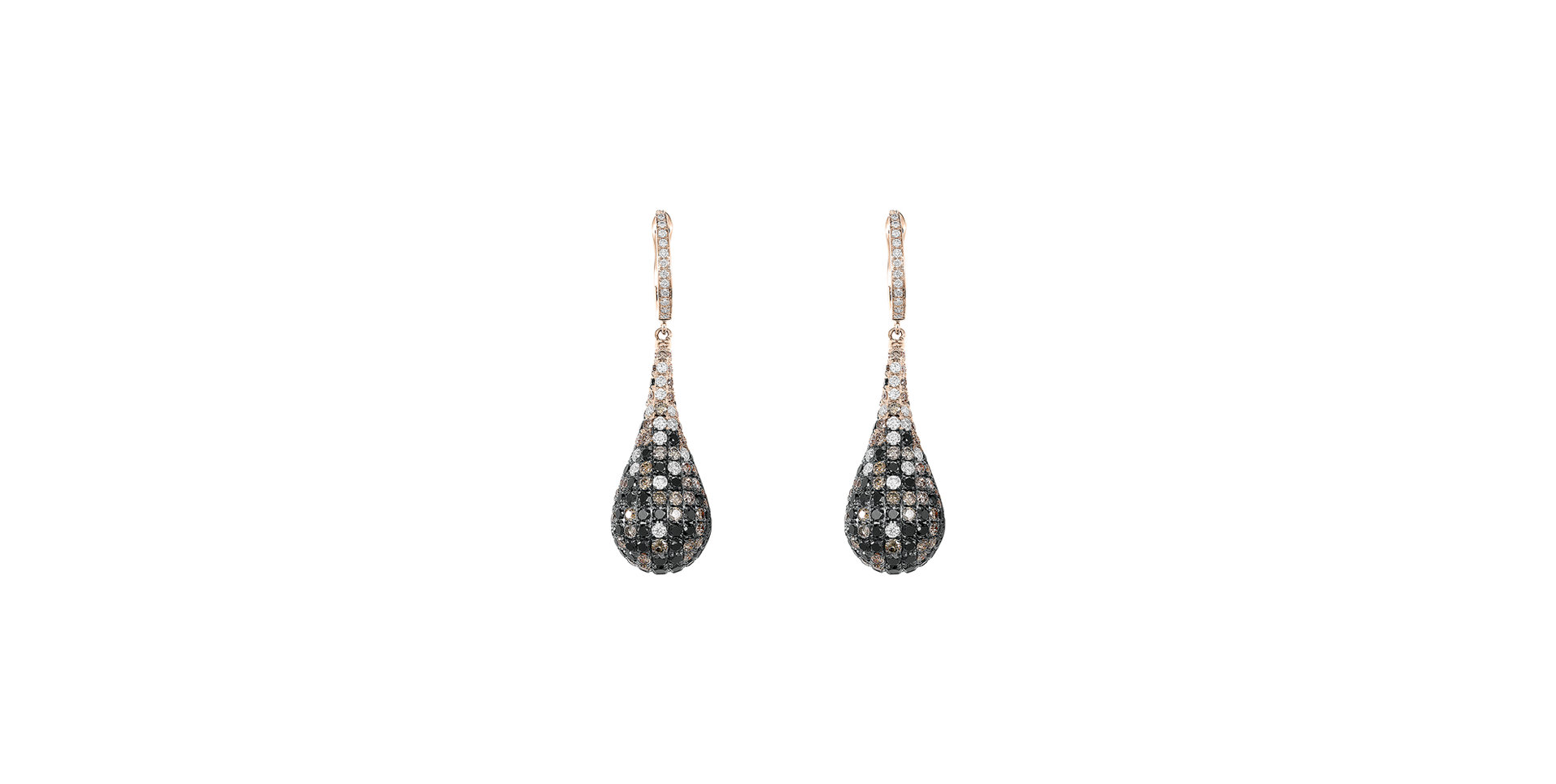 Earrings with white, brown and black diamonds Inferno Tears