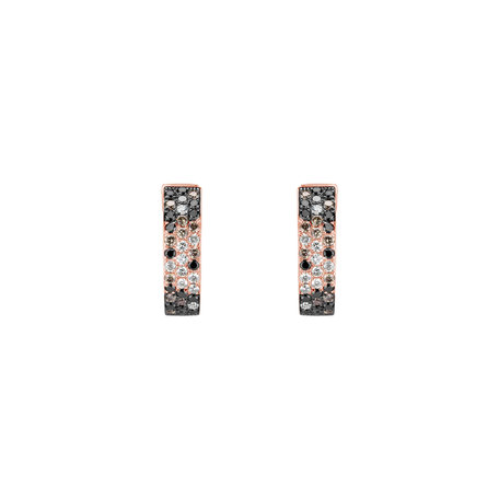 Earrings with white, brown and black diamonds Inferno Love