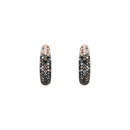 Earrings with white, brown and black diamonds Inferno Rain