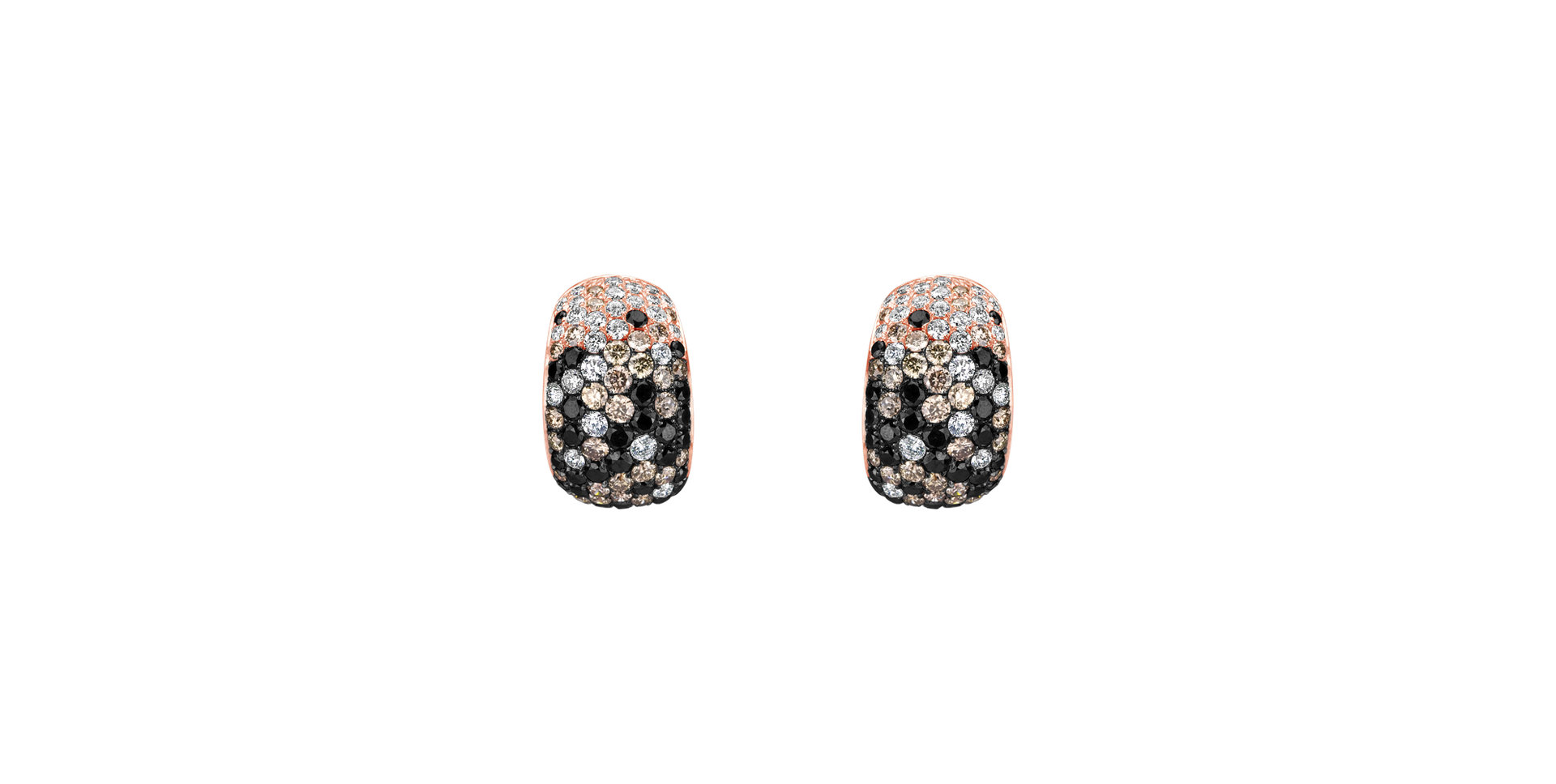 Earrings with white, brown and black diamonds Inferno Treasure
