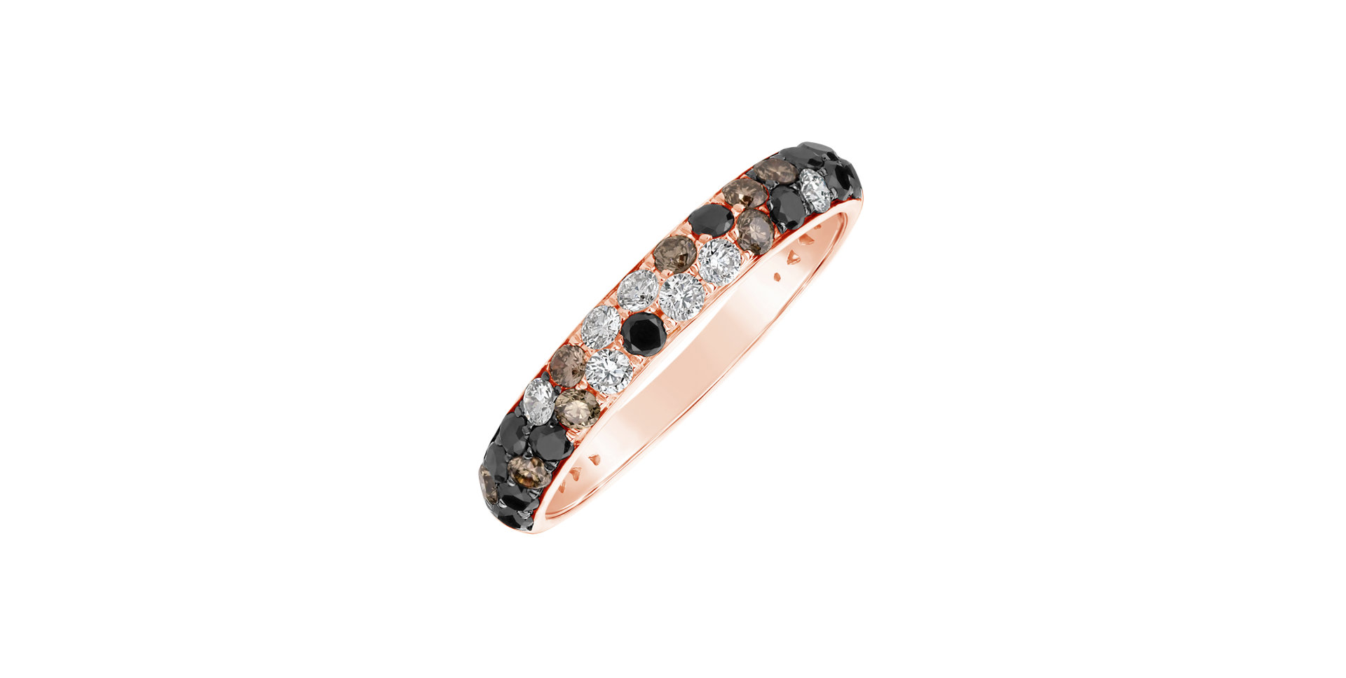 Ring with white, brown and black diamonds Inferno Galaxy