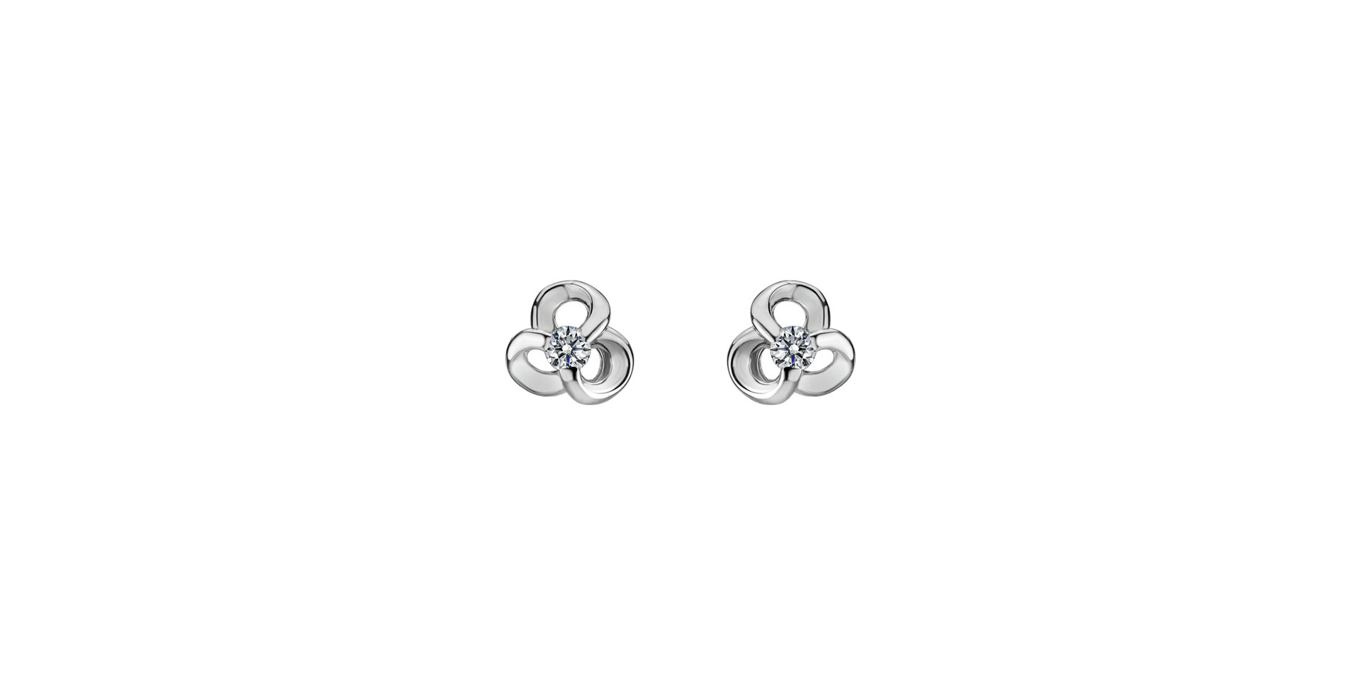 Diamond earrings Curled Flower