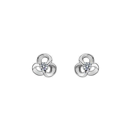 Diamond earrings Curled Flower