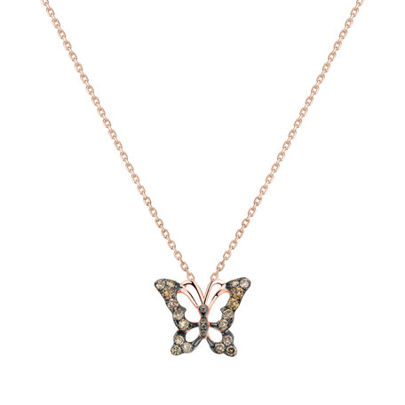 Pendant with brown diamonds Butterfly Gem