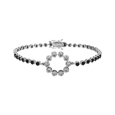 Bracelet with black and white diamonds Lourdes
