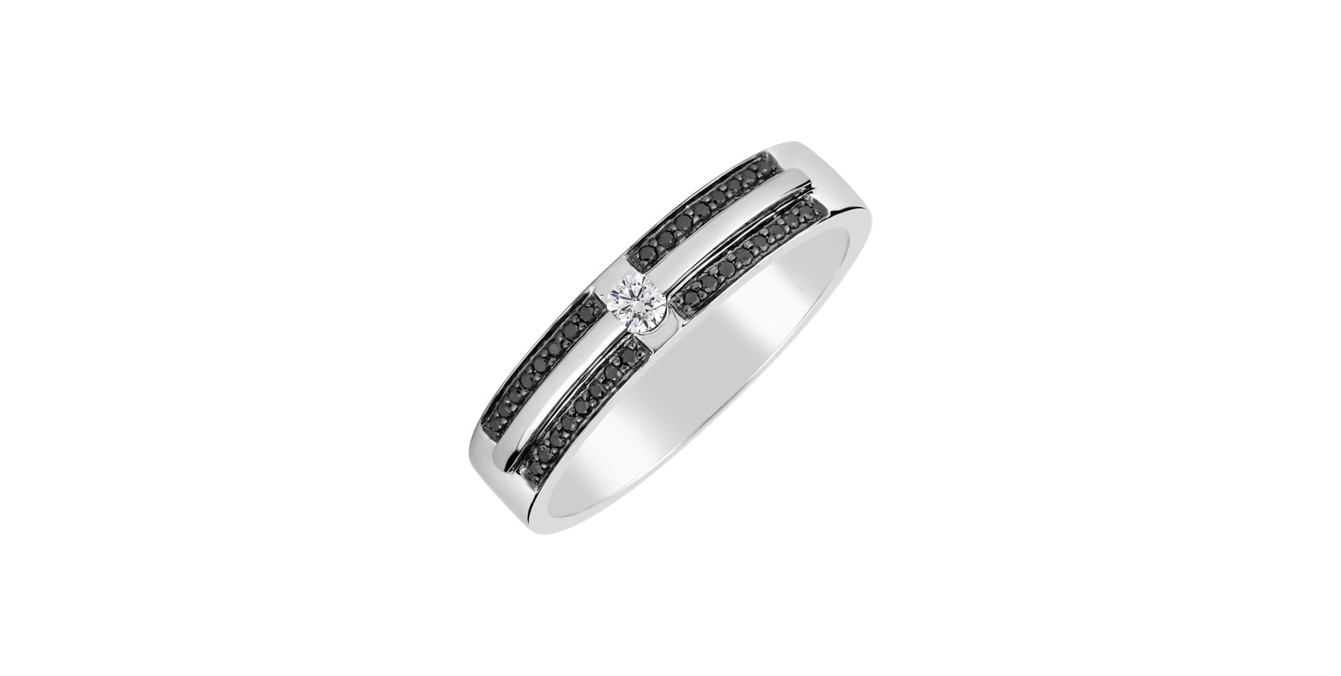 Ring with black and white diamonds Shine Andromeda