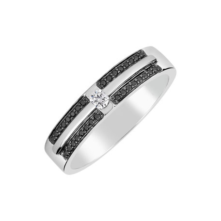 Ring with black and white diamonds Shine Andromeda