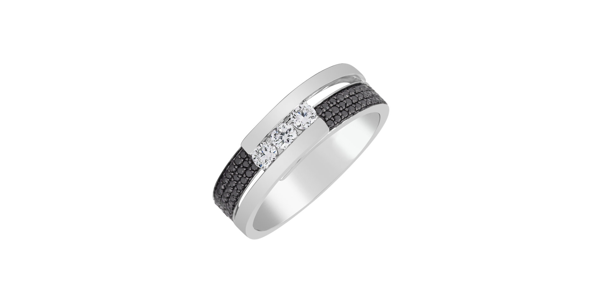 Ring with black and white diamonds Diamond Message