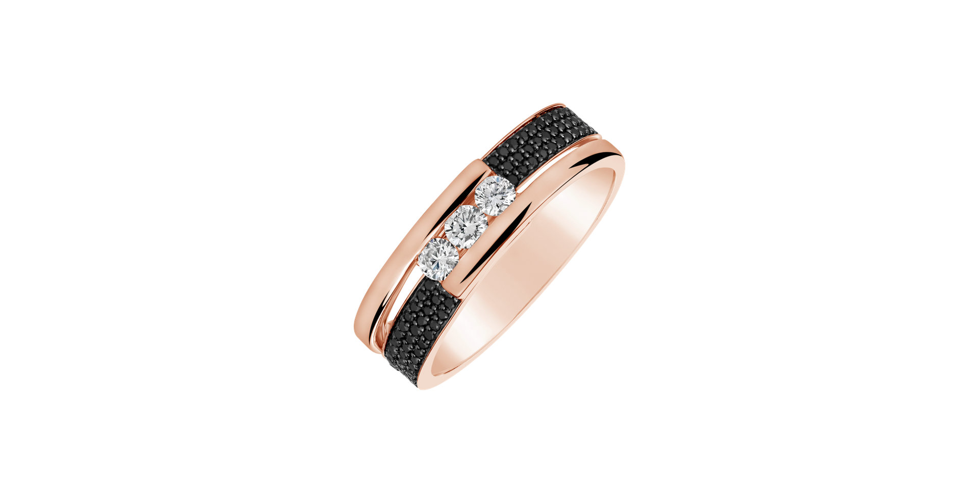 Ring with black and white diamonds Diamond Message