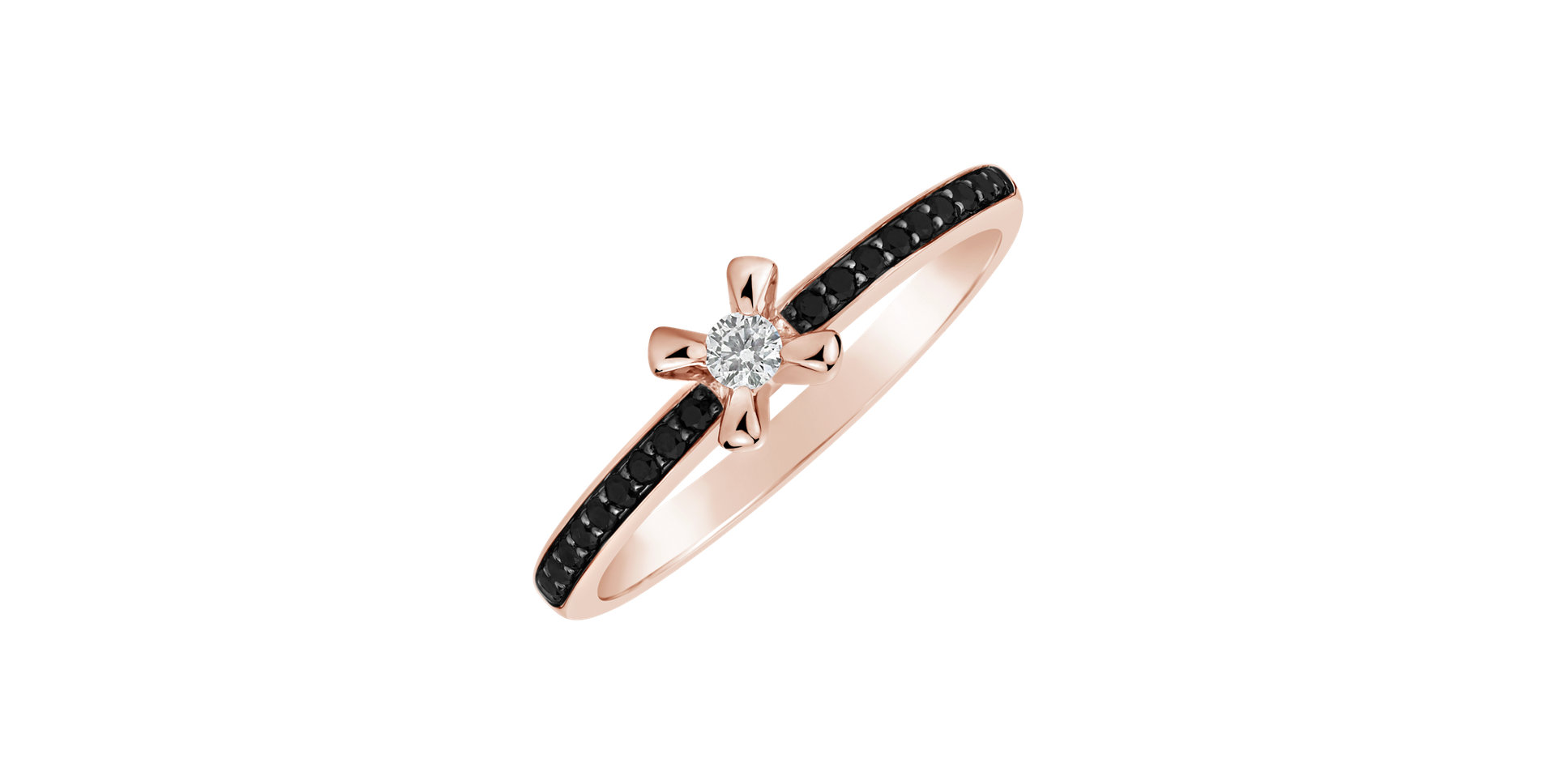 Ring with black and white diamonds Moonlight Ray