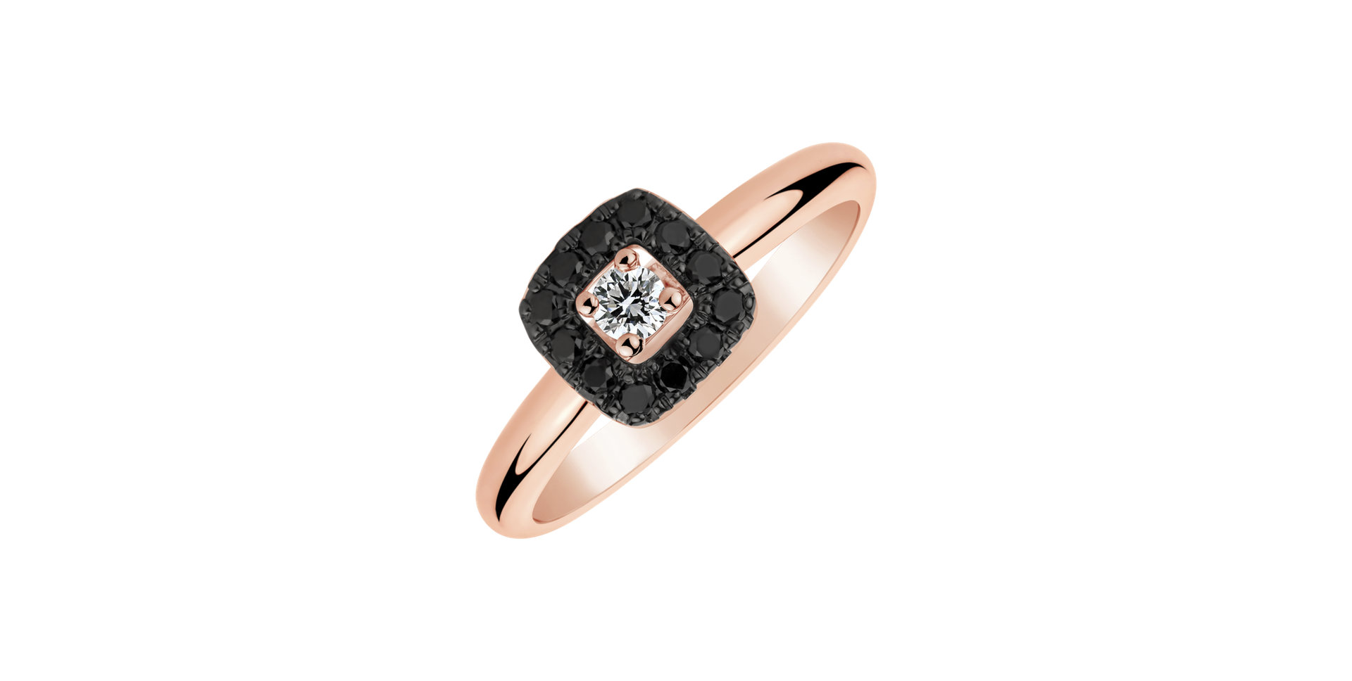 Ring with black and white diamonds Charming Space