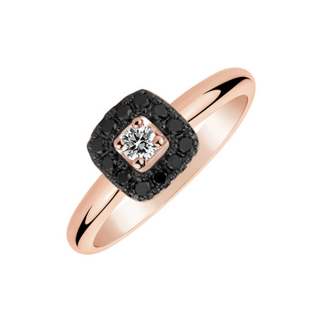 Ring with black and white diamonds Charming Space