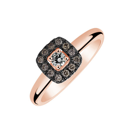 Ring with brown and white diamonds Charming Space