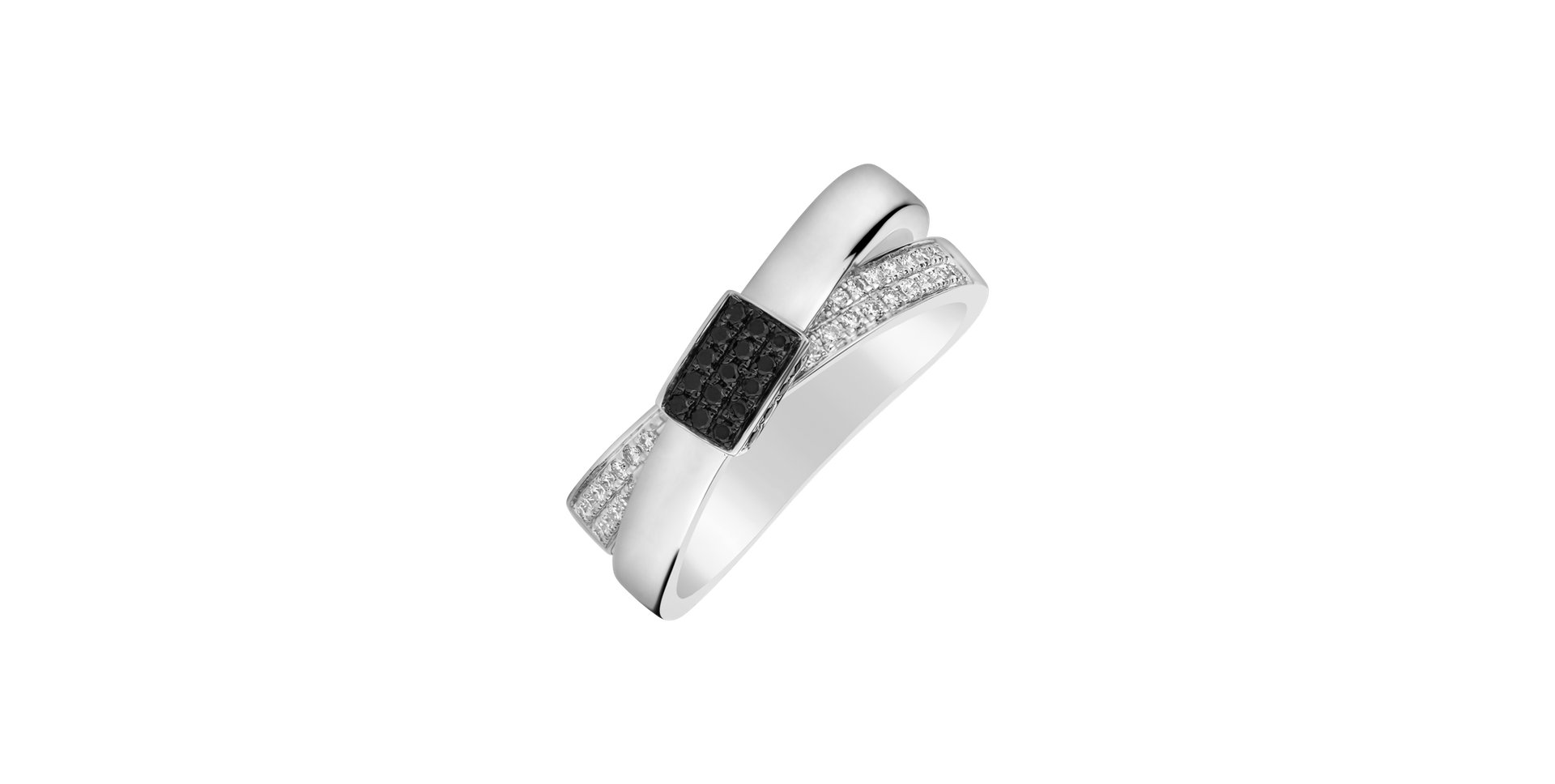 Ring with black and white diamonds Amazing Ribbon