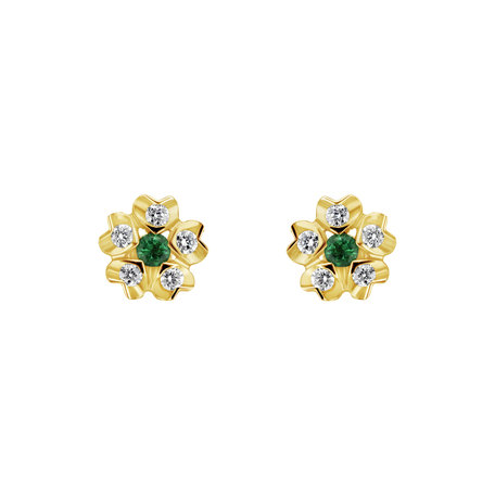 Diamond earrings with Emerald Asters