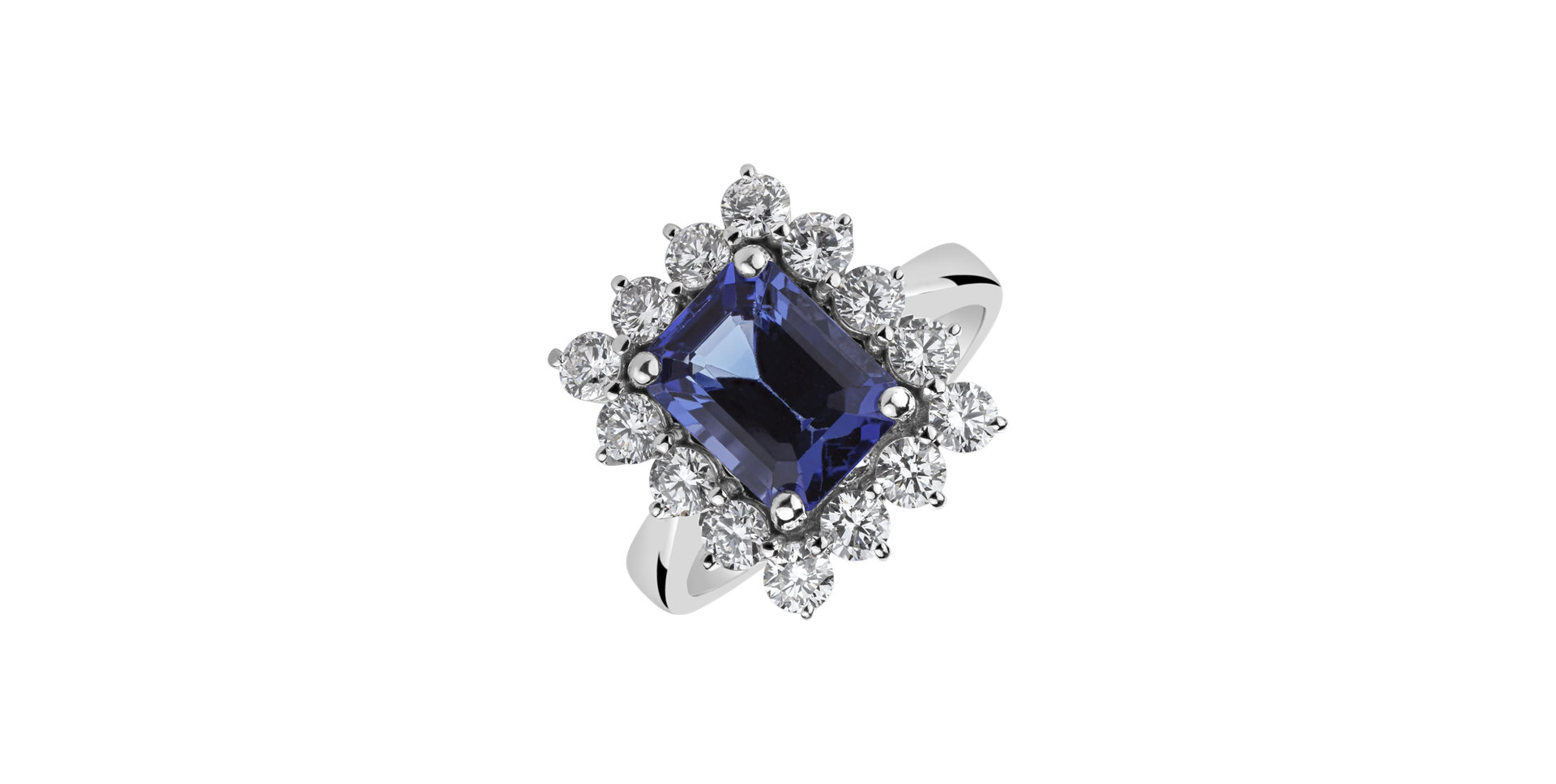 Diamond ring with Tanzanite Space Princess
