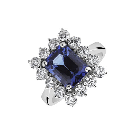 Diamond ring with Tanzanite Space Princess