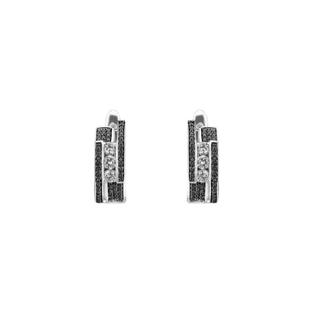 Earrings with black and white diamonds Galaxy Secret