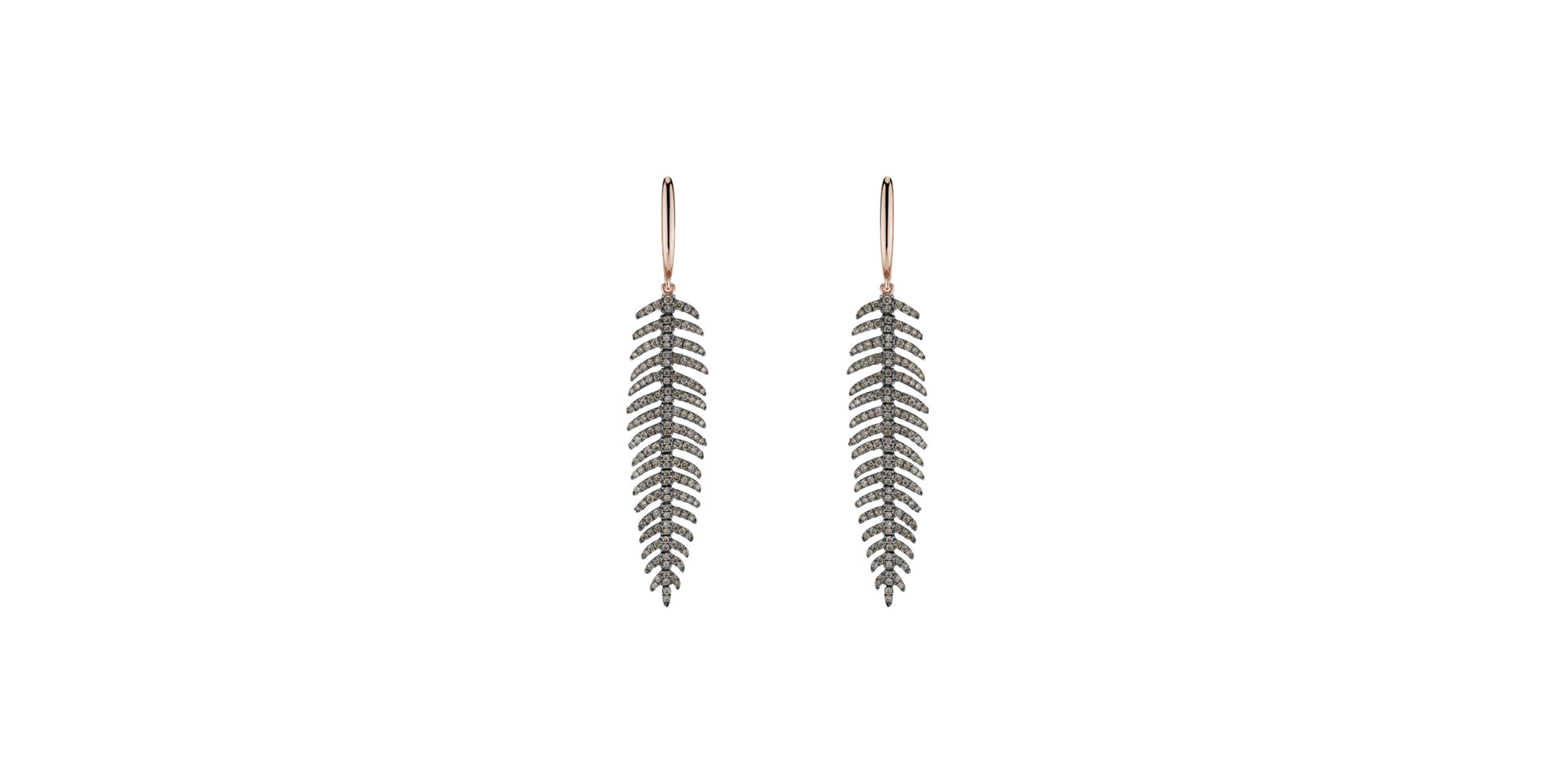 Earrings with brown diamonds Galaxy Feather