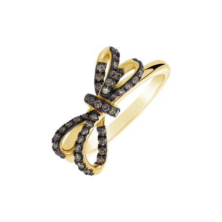 Ring with brown diamonds Galaxy Ribbon