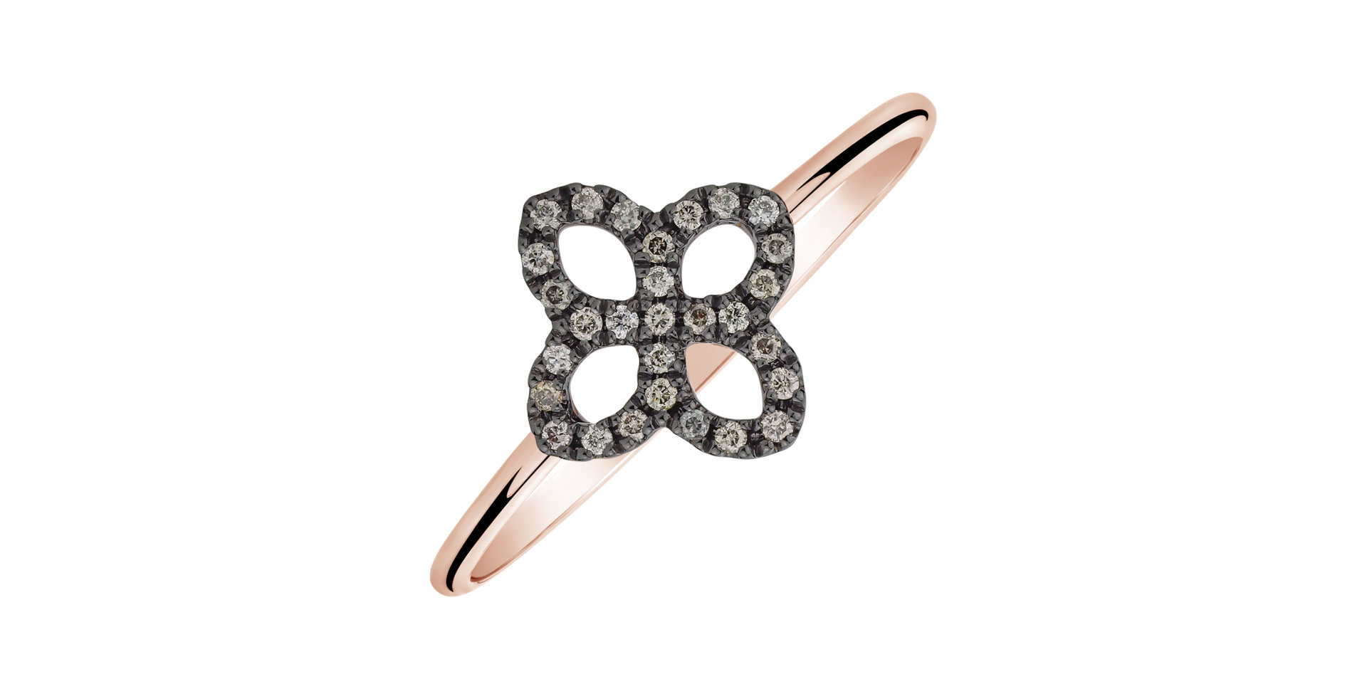 Ring with brown diamonds Glamorous Petals