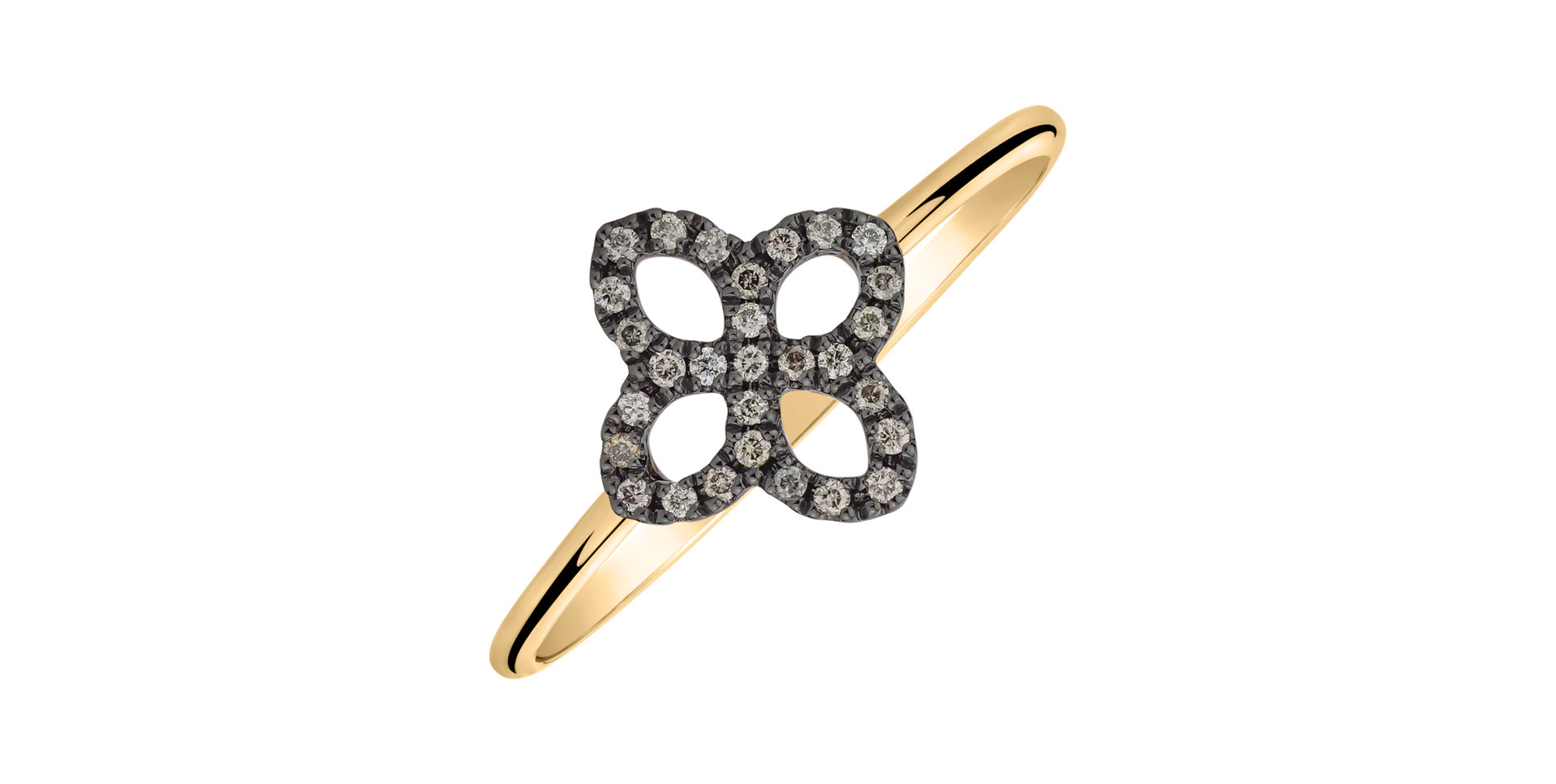 Ring with brown diamonds Glamorous Petals