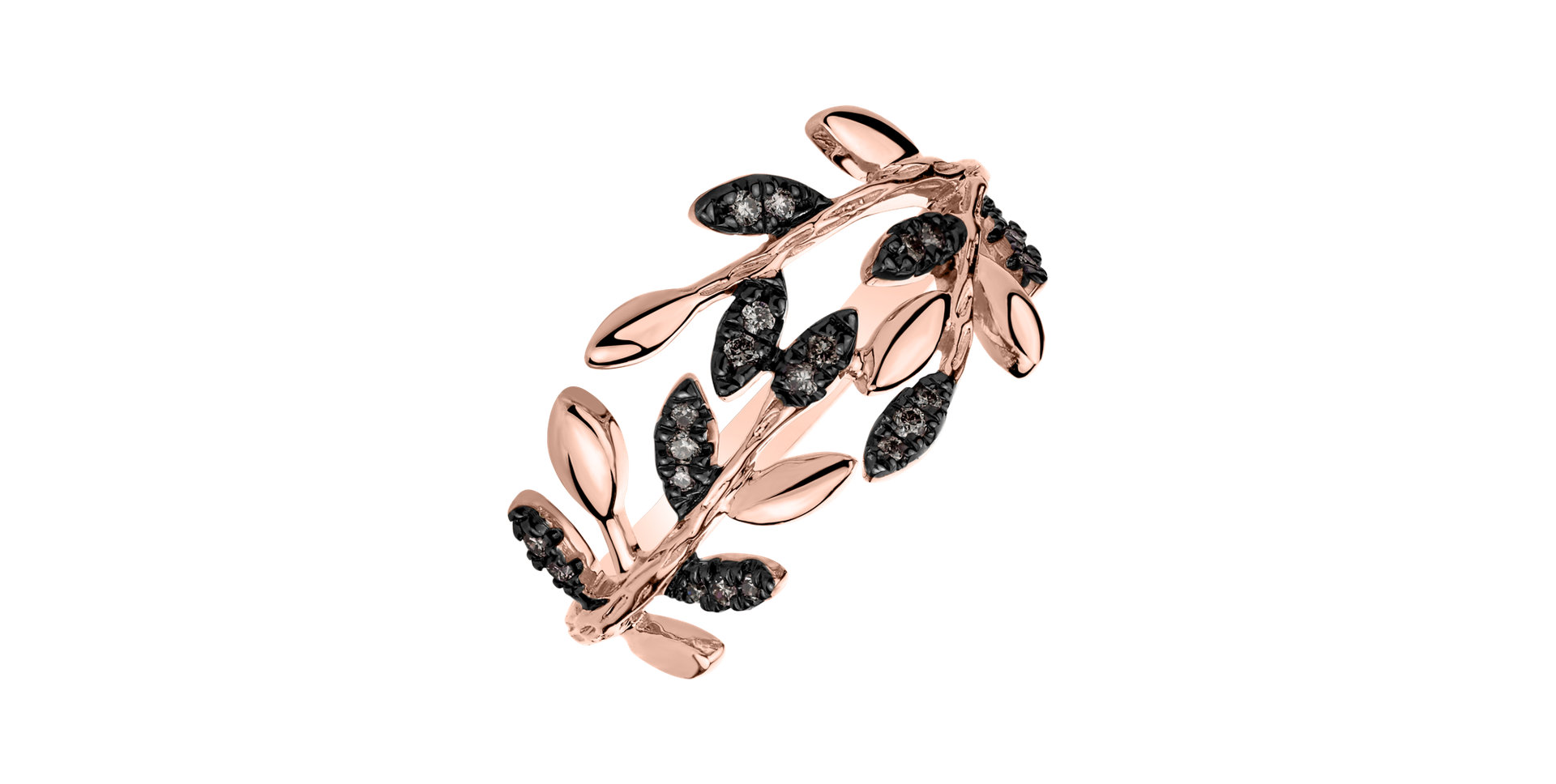 Ring with brown diamonds Heavenly Leaves