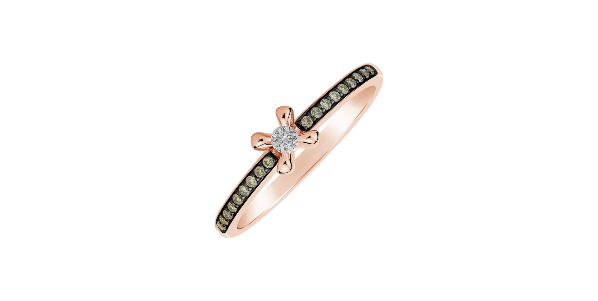 Ring with brown and white diamonds Moonlight Ray